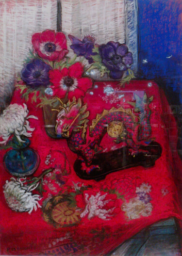 Painting titled "Still life with a C…" by Patricia Clements Art, Original Artwork, Pastel Mounted on Cardboard