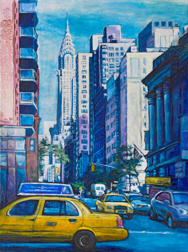 Peinture intitulée "Chrysler building N…" par Patricia Clements Art, Œuvre d'art originale, Huile Monté sur Châssis en bois