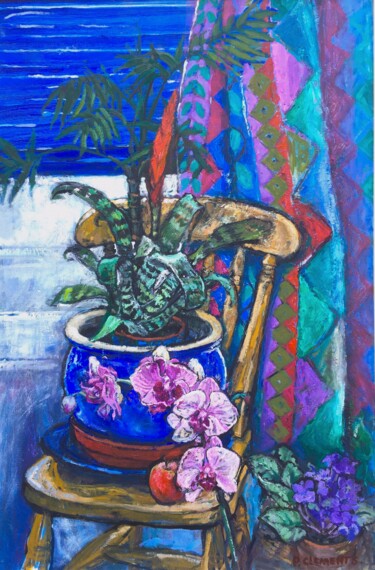 Pittura intitolato "ORCHIDS, AFRICAN VI…" da Patricia Clements Art, Opera d'arte originale, Olio Montato su Telaio per barel…