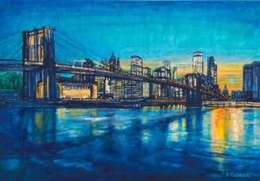 Painting titled "Brooklyn Bridge to…" by Patricia Clements Art, Original Artwork, Acrylic