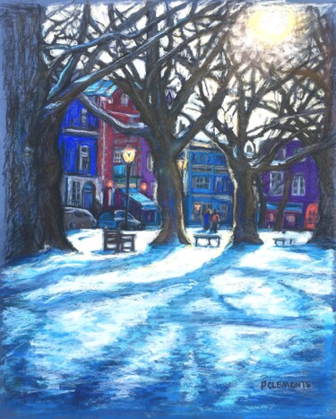 Drawing titled "SNOW ON RICHMOND GR…" by Patricia Clements Art, Original Artwork, Pastel Mounted on Cardboard