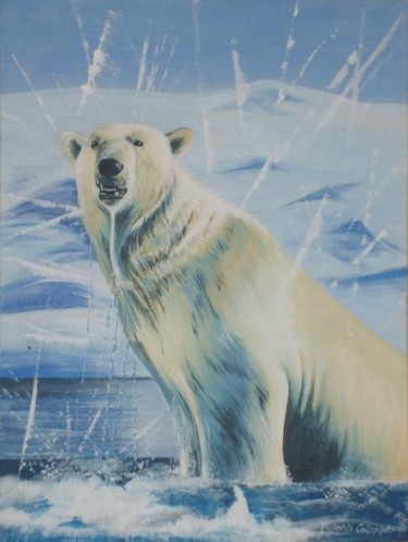 Painting titled "L'ours blanc" by Patricia Colapinto, Original Artwork, Acrylic