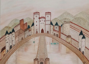 Painting titled "Castel" by Patricia Costa, Original Artwork, Acrylic