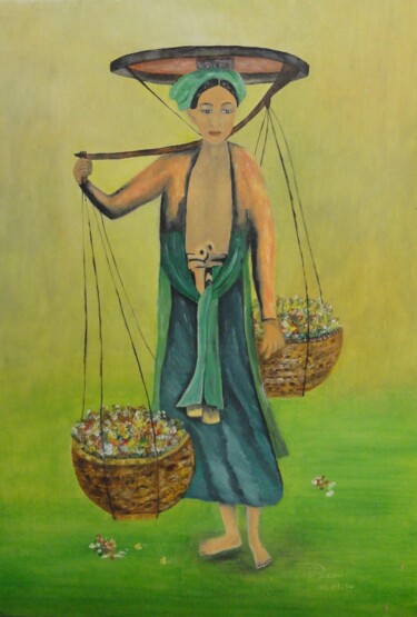 Peinture intitulée "La Récolte" par Patricia De Chadois, Œuvre d'art originale, Huile