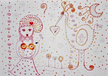 Drawing titled "OMAGGIO A JESSICA" by Patricia Del Monaco, Original Artwork, Ink