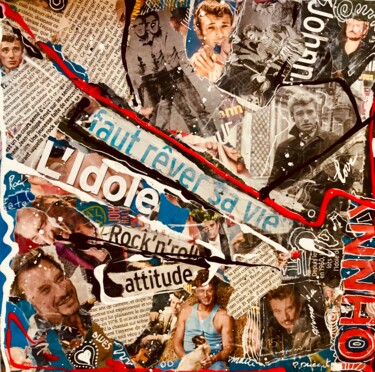 Collages intitulée "L'idole des jeunes…" par Patricia Ducept (Art'Mony), Œuvre d'art originale