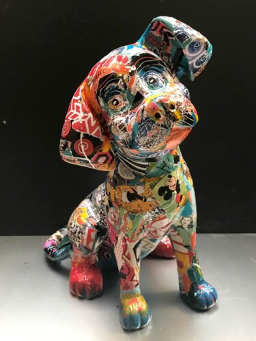 Sculpture intitulée "arty dog.jpg" par Patricia Ducept (Art'Mony), Œuvre d'art originale, Techniques mixtes