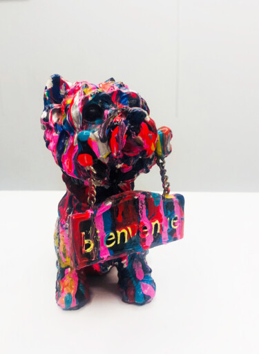 Sculpture intitulée "Mini Arty Dog" par Patricia Ducept (Art'Mony), Œuvre d'art originale, Résine