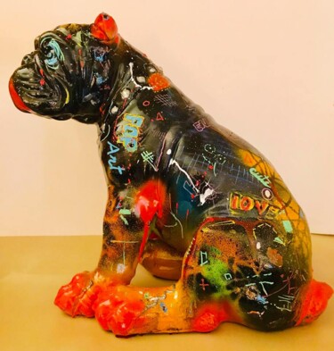 Escultura intitulada "pop bouledogue" por Patricia Ducept (Art'Mony), Obras de arte originais, Resina