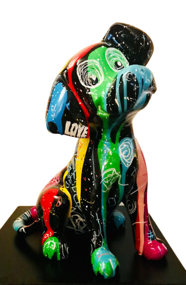 Sculpture titled "Arty Pop Dog" by Patricia Ducept (Art'Mony), Original Artwork, Ceramics