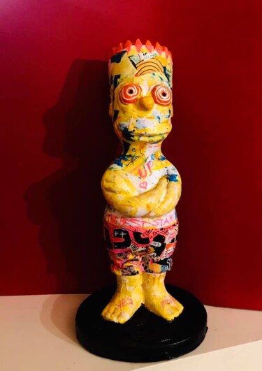 Skulptur mit dem Titel "POP SIMPSON" von Patricia Ducept (Art'Mony), Original-Kunstwerk, Collagen