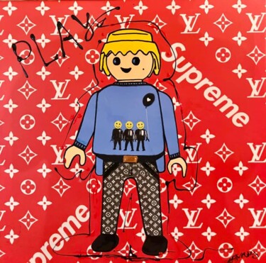 Painting titled "Supreme Playmobil" by Patricia Ducept (Art'Mony), Original Artwork, Acrylic