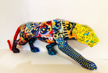 Escultura titulada "Panthers pop art" por Patricia Ducept (Art'Mony), Obra de arte original, Resina