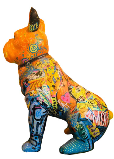 Sculpture titled "HERMES DOG" by Patricia Ducept (Art'Mony), Original Artwork, Resin