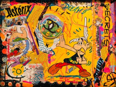 Painting titled "POP ASTERIX" by Patricia Ducept (Art'Mony), Original Artwork, Collages