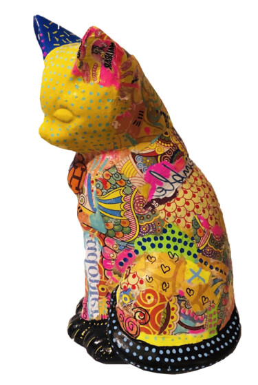 Sculpture intitulée "Pop baby cat" par Patricia Ducept (Art'Mony), Œuvre d'art originale, Résine