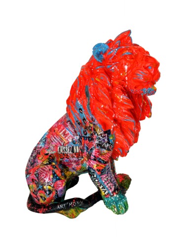 Sculpture titled "Le roi lion" by Patricia Ducept (Art'Mony), Original Artwork, Resin