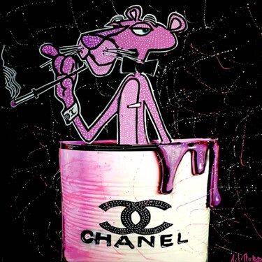 Painting titled "PINK PANTHER CHANEL" by Patricia Ducept (Art'Mony), Original Artwork, Acrylic