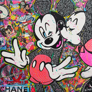 Malerei mit dem Titel "Mickey et Minnie in…" von Patricia Ducept (Art'Mony), Original-Kunstwerk, Acryl