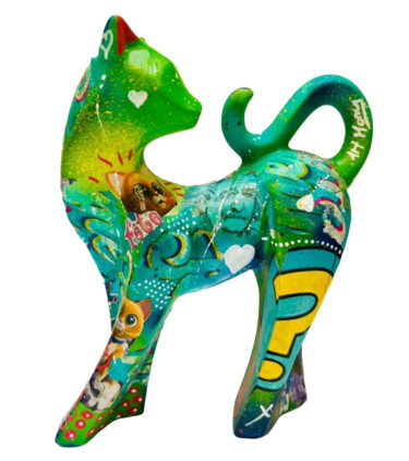 Скульптура под названием "Oh My Pop Cat" - Patricia Ducept (Art'Mony), Подлинное произведение искусства, Смола