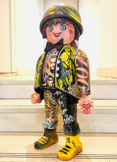 Sculpture titled "Playmobil XXL pop a…" by Patricia Ducept (Art'Mony), Original Artwork, Collages