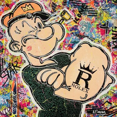 Painting titled "Popeye Rolex" by Patricia Ducept (Art'Mony), Original Artwork, Acrylic