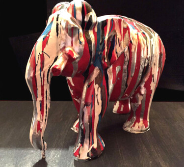 Sculpture titled "Arty elephant.jpg" by Patricia Ducept (Art'Mony), Original Artwork, Mixed Media