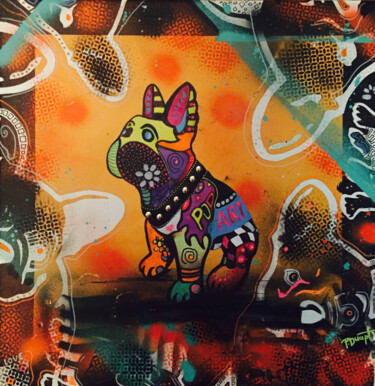 Картина под названием "Arty bulldog.jpg" - Patricia Ducept (Art'Mony), Подлинное произведение искусства, Акрил