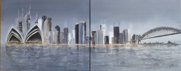 Painting titled "SYDNEY" by Patricia Gilles, Original Artwork, Acrylic Mounted on Wood Stretcher frame