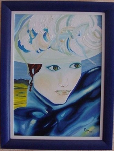 Peinture intitulée "la-dame-au-chapeau.…" par Gabrielle, Œuvre d'art originale