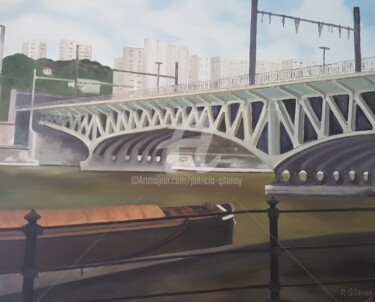 Pintura titulada "le pont de chemin d…" por Patricia Gitenay, Obra de arte original, Oleo
