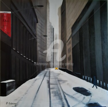 Картина под названием "New York, une avenu…" - Patricia Gitenay, Подлинное произведение искусства, Масло
