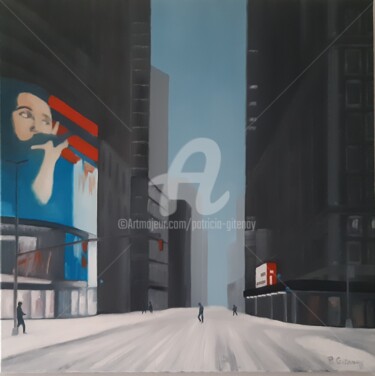Malerei mit dem Titel "New York sous la ne…" von Patricia Gitenay, Original-Kunstwerk, Öl