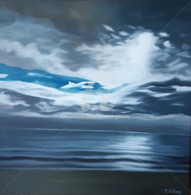 Peinture intitulée "Entre ciel et mer" par Patricia Gitenay, Œuvre d'art originale, Huile Monté sur Châssis en bois
