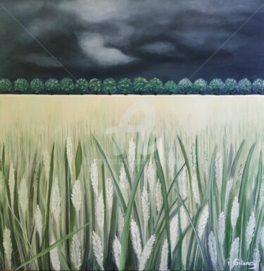 Pintura titulada "Champs de blé" por Patricia Gitenay, Obra de arte original, Oleo Montado en Bastidor de camilla de madera