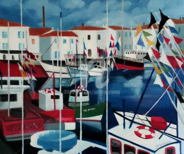 Pintura intitulada "Port Joinville" por Patricia Gitenay, Obras de arte originais, Óleo