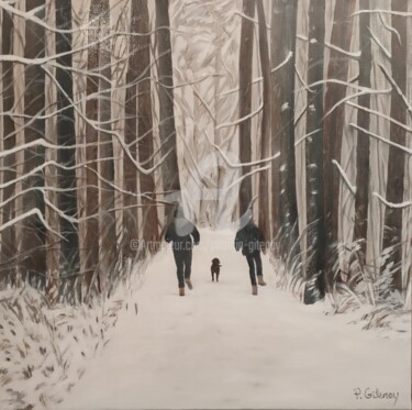 Картина под названием "Balade en forêt" - Patricia Gitenay, Подлинное произведение искусства, Масло
