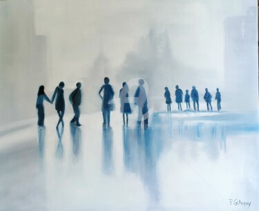 Painting titled "les visiteurs" by Patricia Gitenay, Original Artwork, Oil Mounted on Wood Stretcher frame