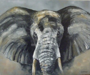 Peinture intitulée "l'éléphant 2" par Patricia Gitenay, Œuvre d'art originale, Huile