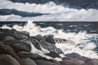 Painting titled "Coastal Symphony II" by Patricia Gould, Original Artwork, Acrylic Mounted on Wood Stretcher frame