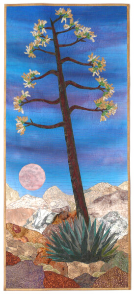 Arte textil titulada "Agave Moonrise" por Patricia Gould, Obra de arte original, Tela Montado en Otro panel rígido