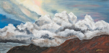 Malarstwo zatytułowany „Clouds Enshroud San…” autorstwa Patricia Gould, Oryginalna praca, Akryl Zamontowany na Drewniana ram…