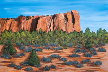 Schilderij getiteld "Desert Colors III" door Patricia Gould, Origineel Kunstwerk, Acryl Gemonteerd op Frame voor houten bran…