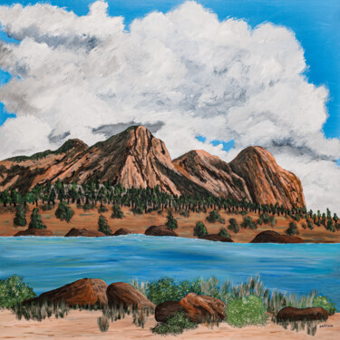 「Desert Colors V」というタイトルの絵画 Patricia Gouldによって, オリジナルのアートワーク, アクリル ウッドストレッチャーフレームにマウント