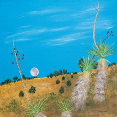 Painting titled "Desert Moon" by Patricia Gould, Original Artwork, Acrylic Mounted on Wood Stretcher frame