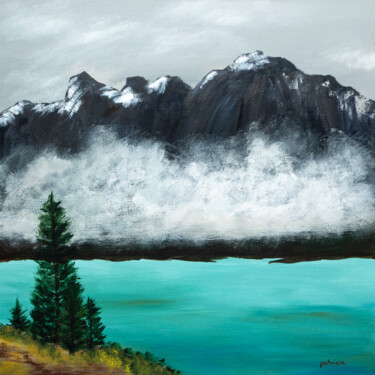 Painting titled "Foggy Morning" by Patricia Gould, Original Artwork, Acrylic Mounted on Wood Stretcher frame