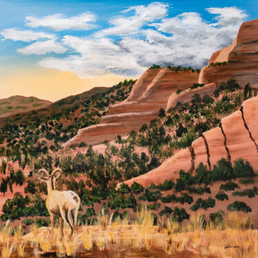 Картина под названием "Jewel of the Rockies" - Patricia Gould, Подлинное произведение искусства, Акрил Установлен на Деревян…