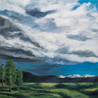 Картина под названием "Storm Over the Vall…" - Patricia Gould, Подлинное произведение искусства, Акрил Установлен на Деревян…