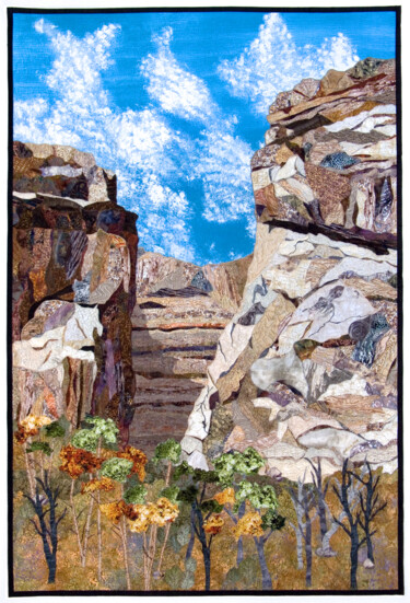 Textile Art titled "Canyon Light" by Patricia Gould, Original Artwork, Fabric Mounted on Other rigid panel