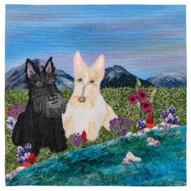 Текстильное искусство под названием "Charlie & Lily" - Patricia Gould, Подлинное произведение искусства, Ткань